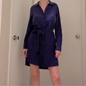 Diane Von Furstenberg Purple Geometric Shirt Dress